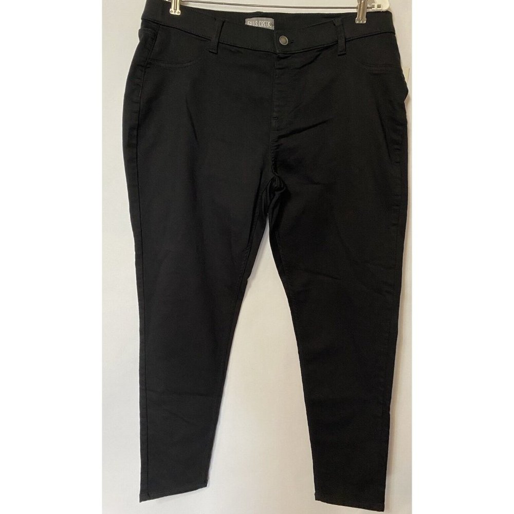 Falls Creek Women's Sz XL Black Stretch Mid Rise Skinny Jeans Stretch Ankle Pant